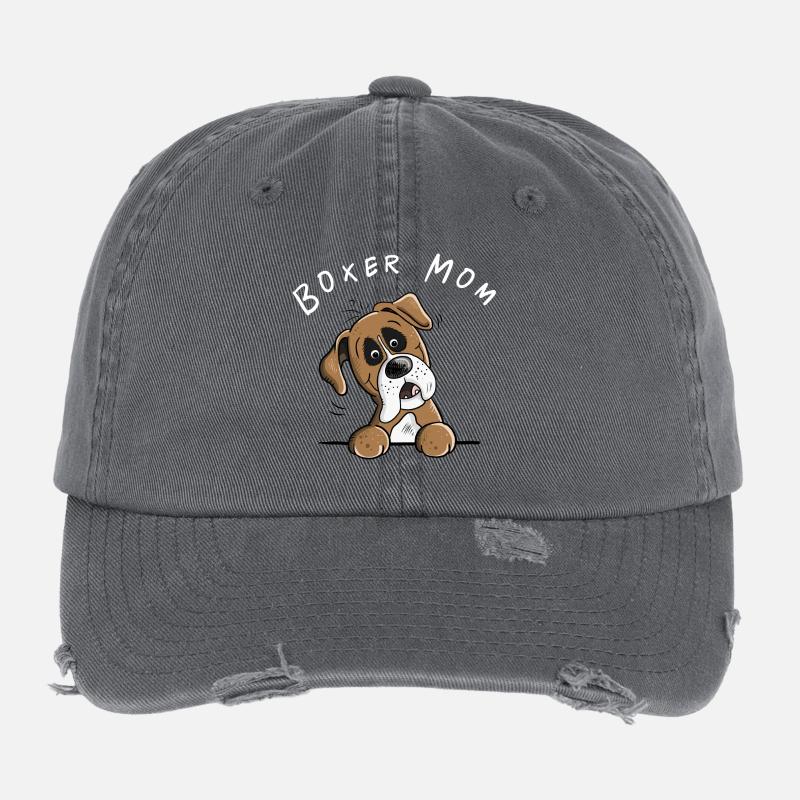 German boxer mom dogs gift for mum Flexfit Vintage Destroyed Cap