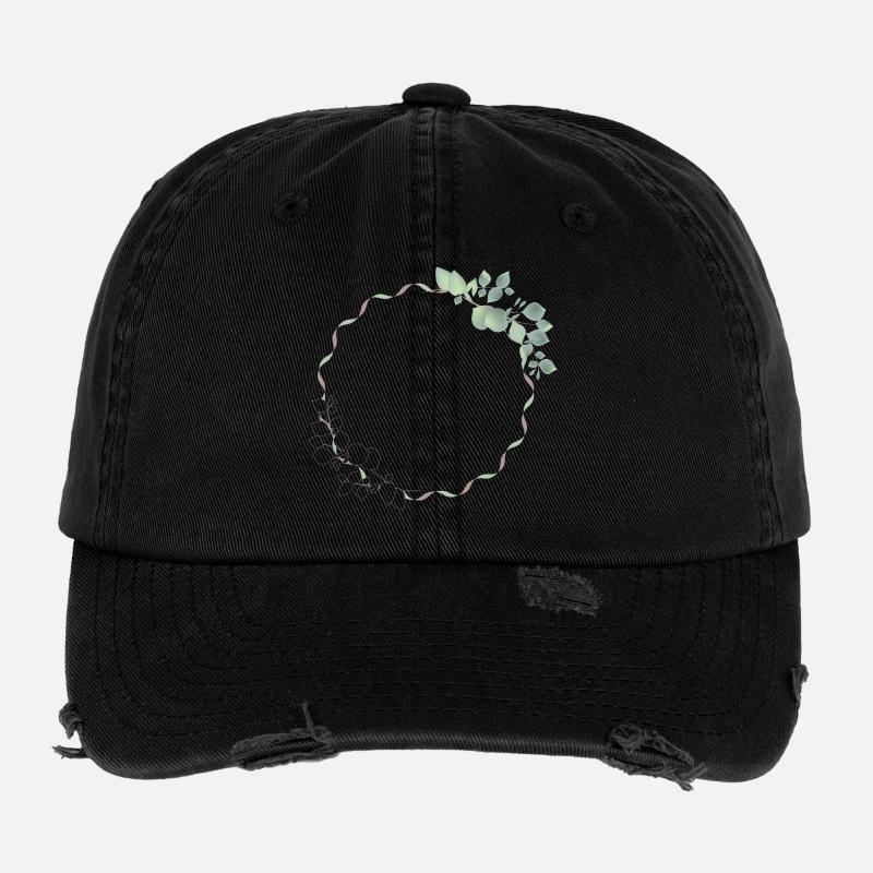 delicate eucalyptus frame for your own texts & motifs Flexfit Vintage Destroyed Cap