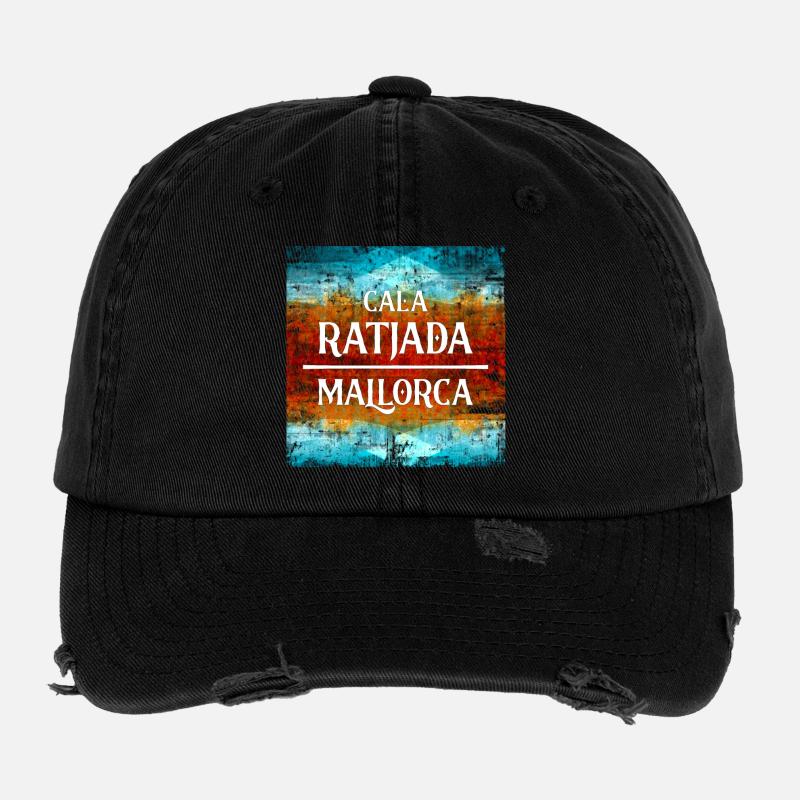 Festive Mallorca fan design Flexfit Vintage Destroyed Cap