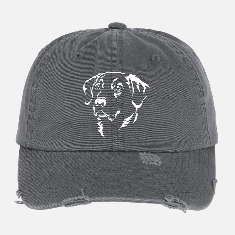 Labrador Kopf "Black Edition" Flexfit Vintage Destroyed Cap