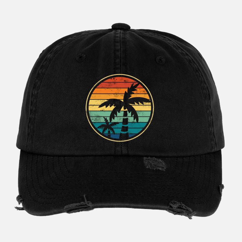 Palmiers Plage Casquette vintage effet usé Flexfit