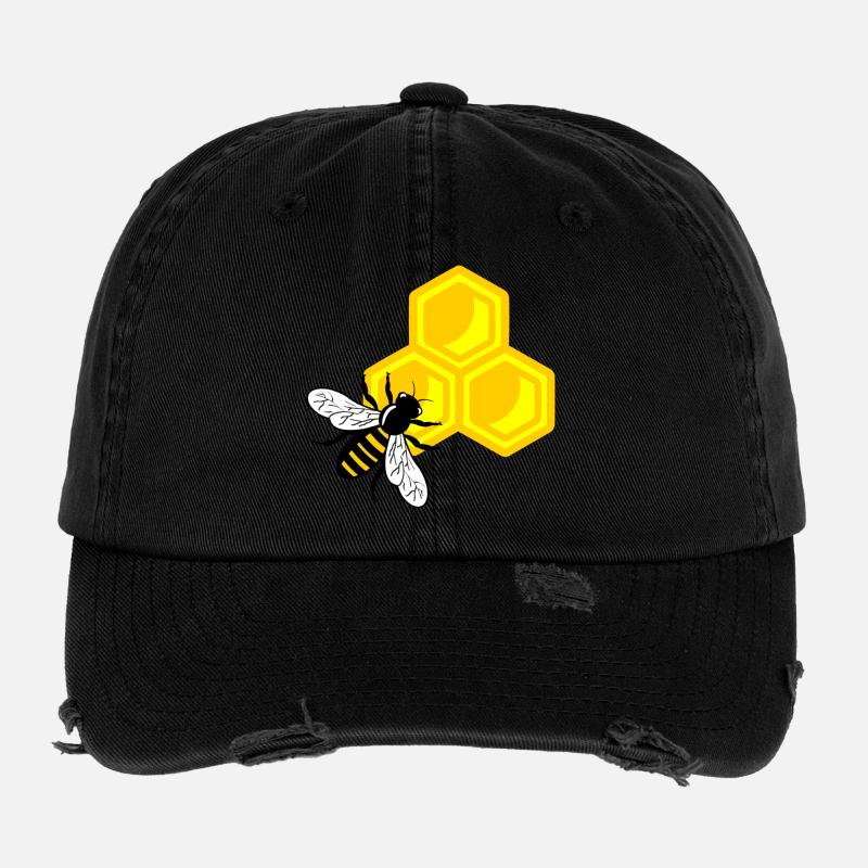 Honeybee on honeycomb Flexfit Vintage Destroyed Cap