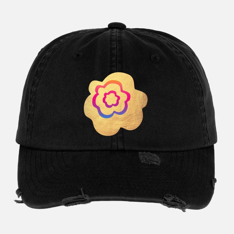 Gradient Flower Gold Yoga Meditation Namaste Om Flexfit Vintage Destroyed Cap