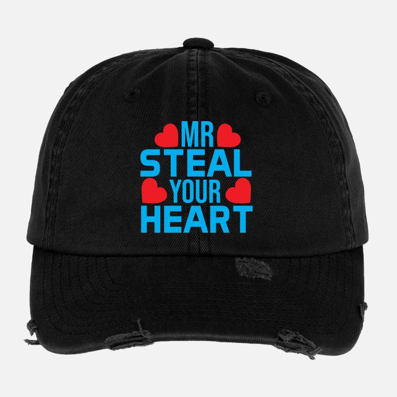 Liebesbotschaft mit farbigen Herzen Flexfit Vintage Destroyed Cap