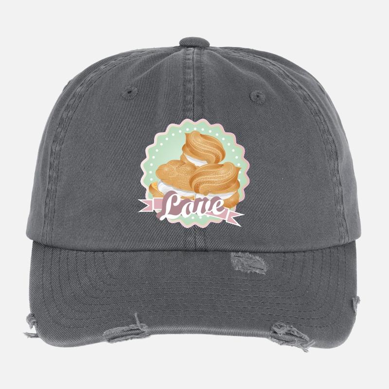 Illustration de trois choux à la crème fourrés Casquette vintage effet usé Flexfit