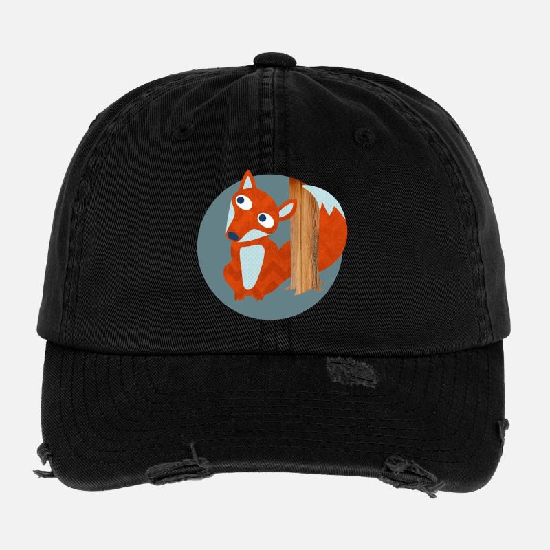 Fuchs Struktur Wald Kinderzimmer Muster Comic  Flexfit Vintage Destroyed Cap