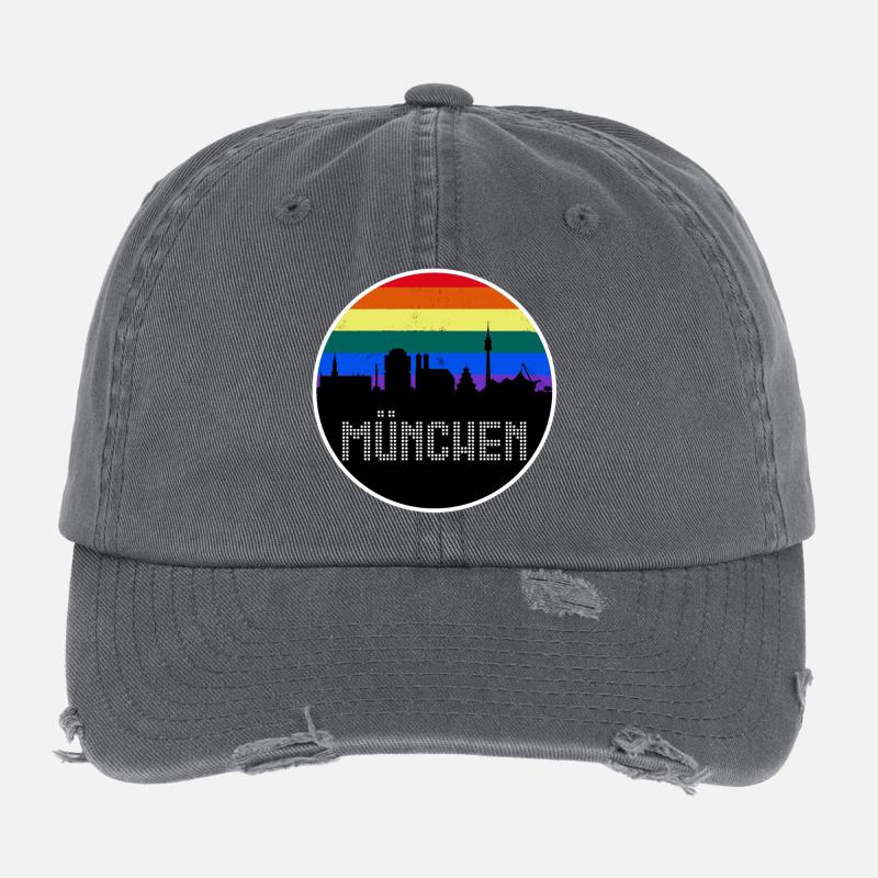 Munich Skyline Rainbow Flexfit Vintage Destroyed Cap