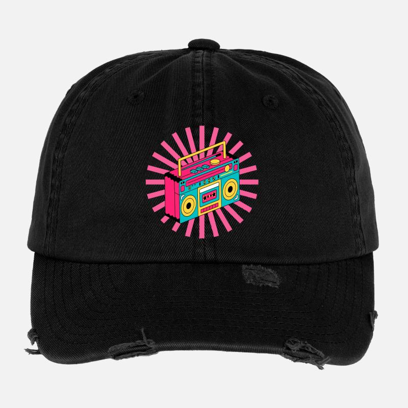 retro, 90's, 1990, vintage, stereo Flexfit Vintage Destroyed Cap
