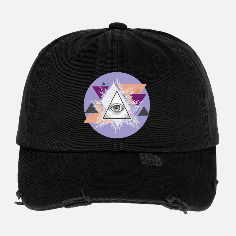 Geometric Triangular Eye with Auras Flexfit Vintage Destroyed Cap