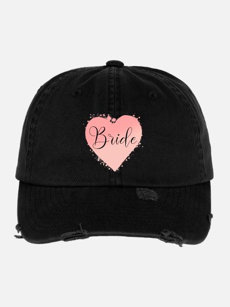 Team Bride Heart! Customisable - Flexfit Vintage Destroyed Cap - black - Front