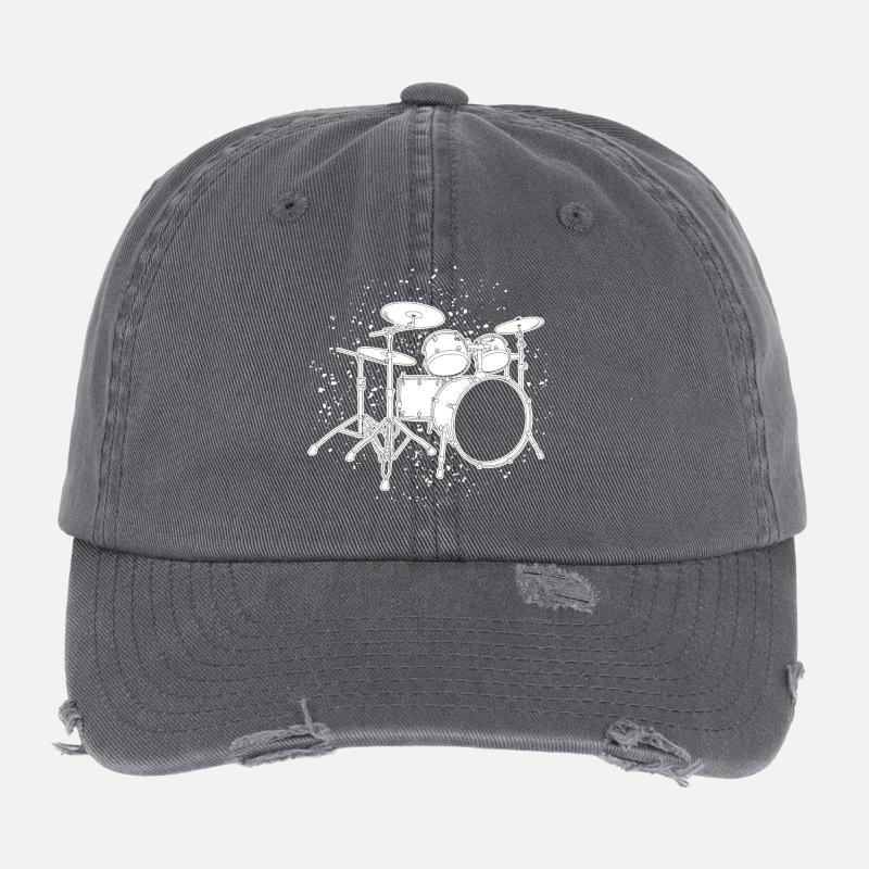 Drumkit Zeichnung Flexfit Vintage Destroyed Cap