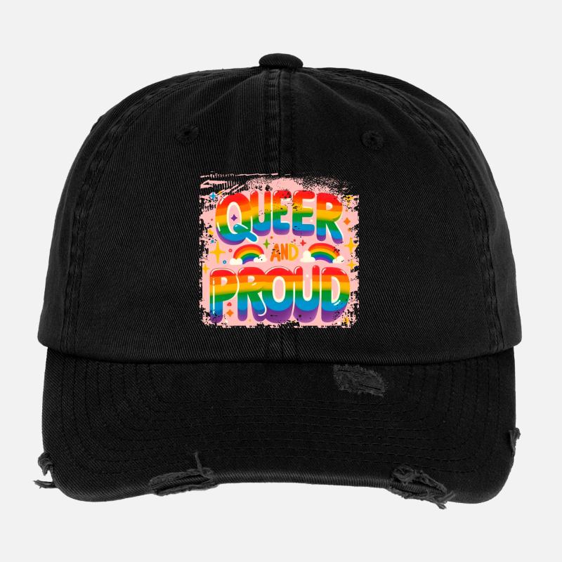 Queer and proud Flexfit Vintage Destroyed Cap