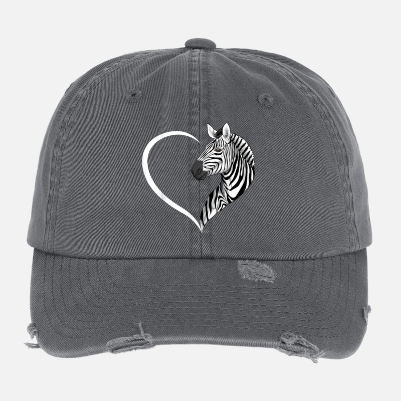Zebra Herz Silhouette Flexfit Vintage Destroyed Cap