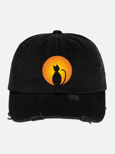 Cat Vintage Orange - Flexfit Vintage Destroyed Cap - black - Front