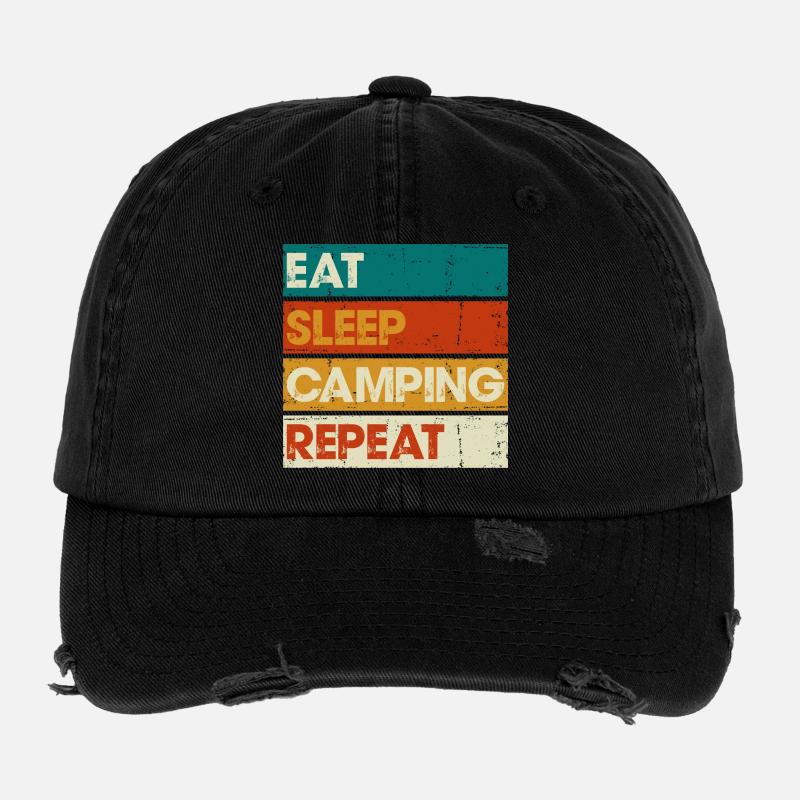 Manger dormir camping répéter rayé graphique Casquette vintage effet usé Flexfit