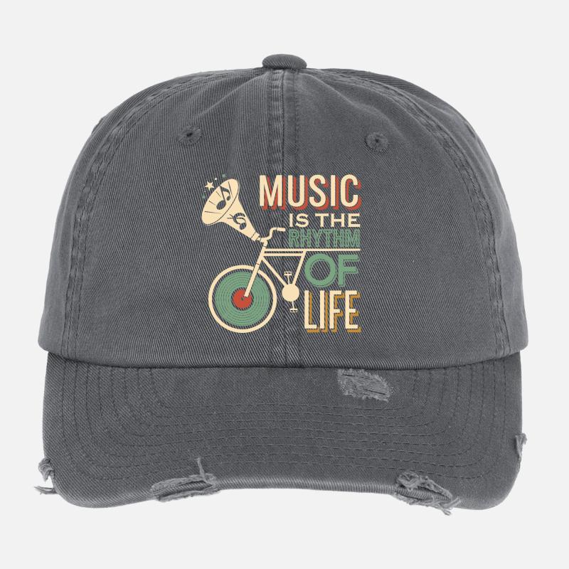 Musik ist der Rhythmus des Lebens Flexfit Vintage Destroyed Cap