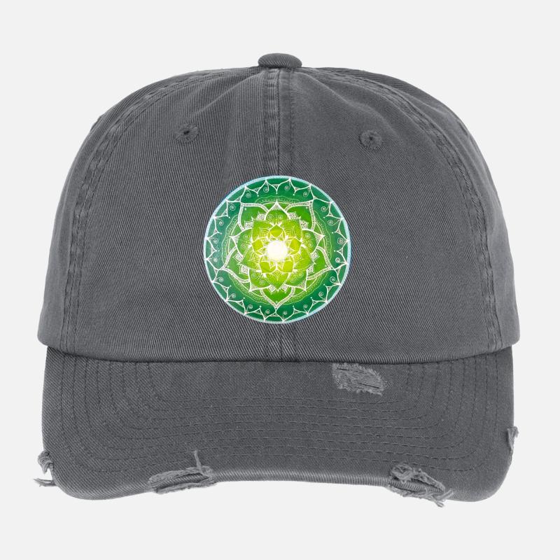 Mandala vert avec motif spirituel Casquette vintage effet usé Flexfit