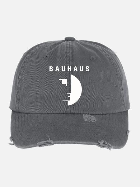 100 ans de l'école de design Bauhaus - Logo du Bau - Casquette vintage effet usé Flexfit - charbon - Devant