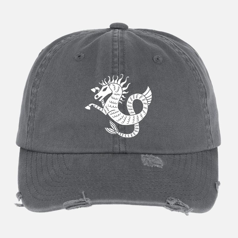 Cheval de mer blanc Casquette vintage effet usé Flexfit