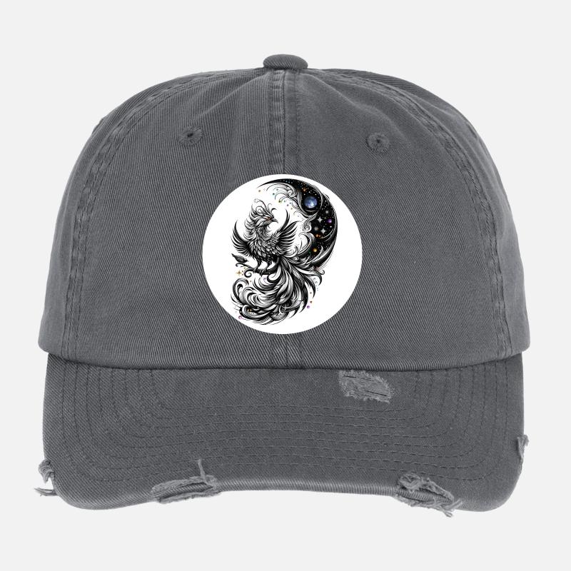 Comet Phoenix in the Moon Circle Flexfit Vintage Destroyed Cap