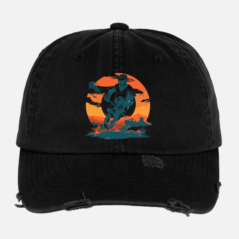 Lacrosse Player Graphics Flexfit Vintage Destroyed Cap