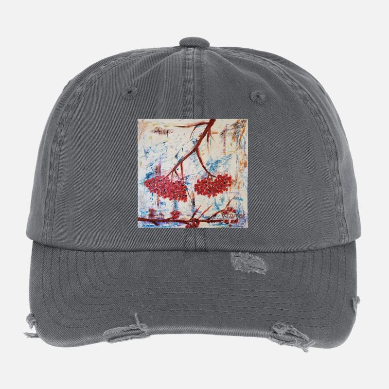 Abstrakte Vogelbeere in Rot Flexfit Vintage Destroyed Cap