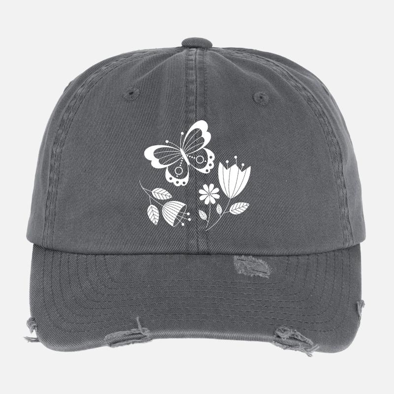 Schmetterling mit Blumen Flexfit Vintage Destroyed Cap