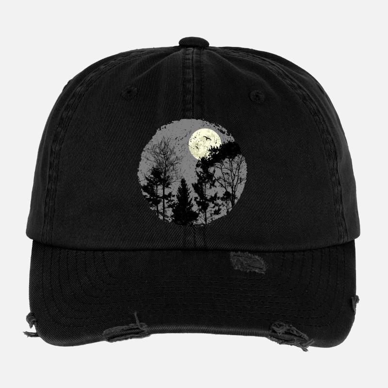 Scène de forêt nocturne sanctifiante Casquette vintage effet usé Flexfit