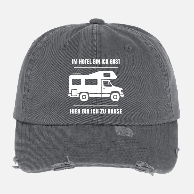 Cooler Dauercamper Spruch Wohnmobil Zuhause Flexfit Vintage Destroyed Cap