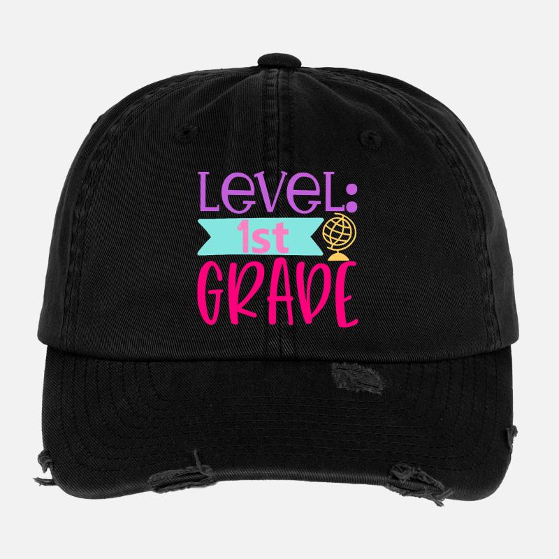 Level 1st Grade - Back to School Flexfit Vintage Destroyed Cap