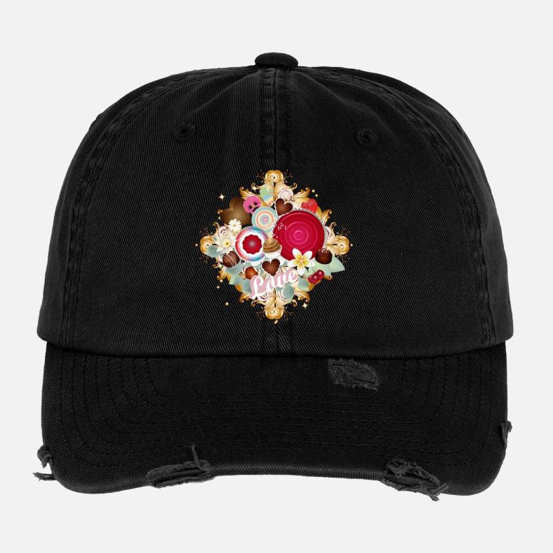 Pralinen im Ornament-Design mit zarten Blüten Flexfit Vintage Destroyed Cap