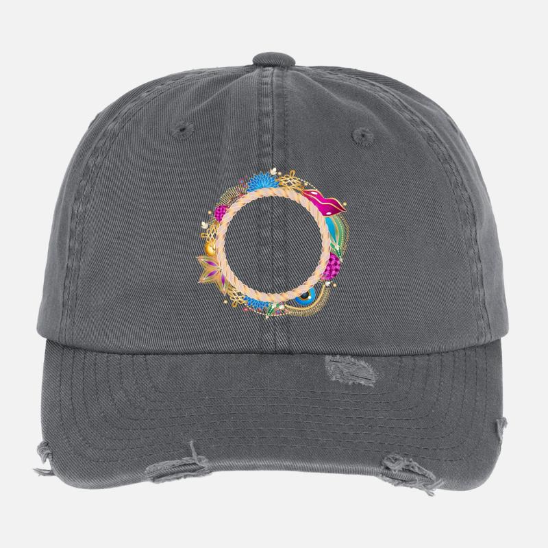 Cadre Médaillon Oriental en Or & Couleurs Casquette vintage effet usé Flexfit