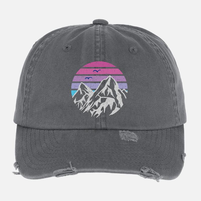 Montagnes Rétro Soleil Casquette vintage effet usé Flexfit