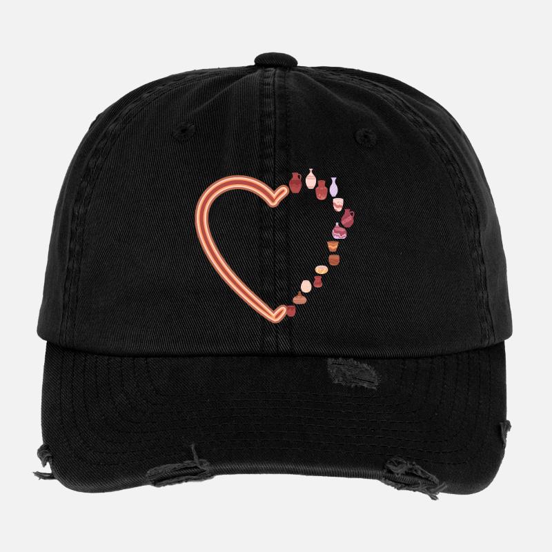 Töpfern Lieben Herz Vasen Kunst Flexfit Vintage Destroyed Cap