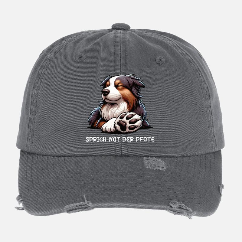 Sprich mit der Pfote Australian Shepherd Aussie  Flexfit Vintage Destroyed Cap
