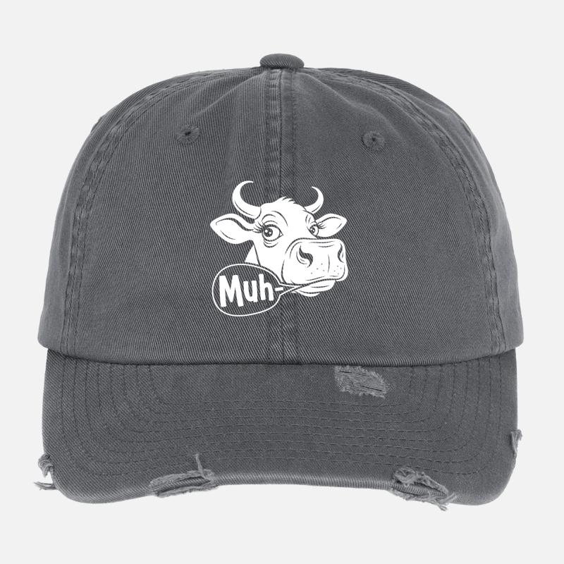 Moo vache dessin animé dire Casquette vintage effet usé Flexfit
