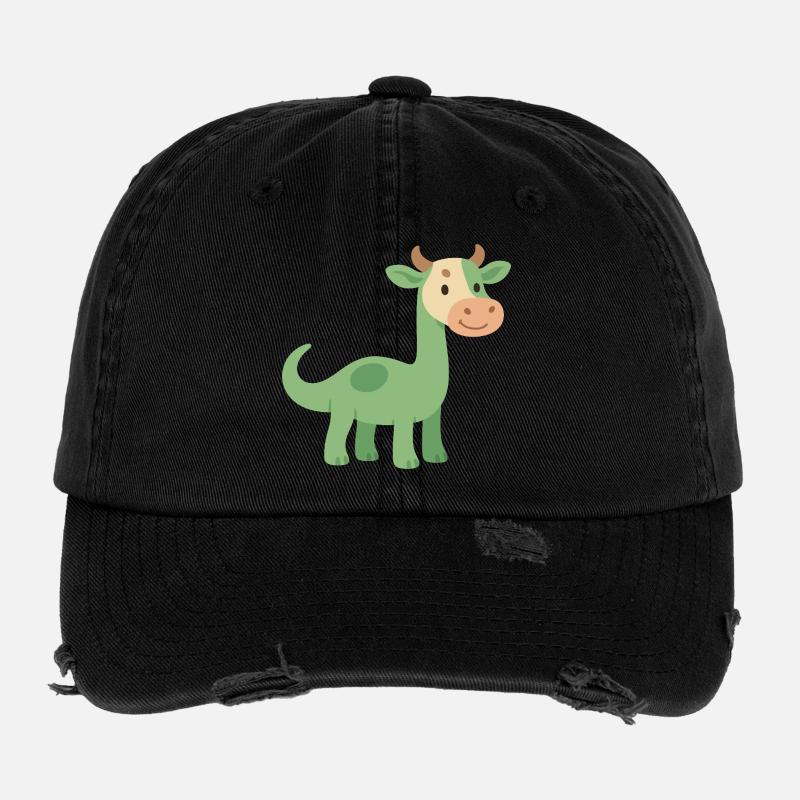 Dinosaurier mit Kuhfellkopf Flexfit Vintage Destroyed Cap