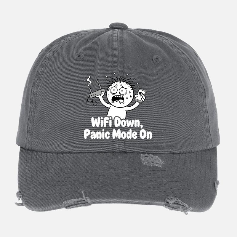 WiFi-Ausfall Panikmodus Meme Flexfit Vintage Destroyed Cap