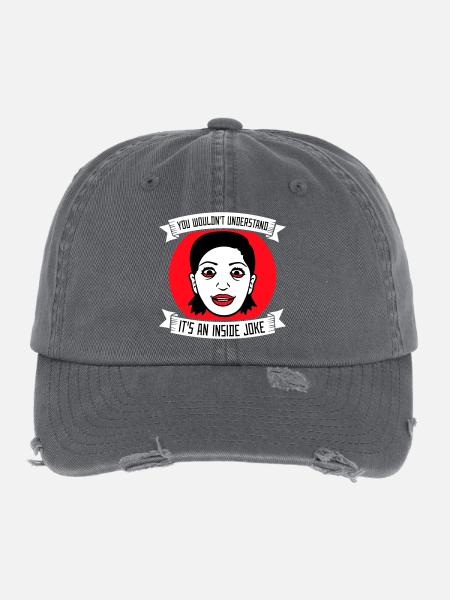 You Wouldn't Understand It's An Inside Joke Spruch - Flexfit Vintage Destroyed Cap - Dunkelgrau - Vorne