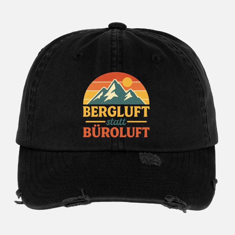 Bergluft statt Büroluft Retro Logo Flexfit Vintage Destroyed Cap