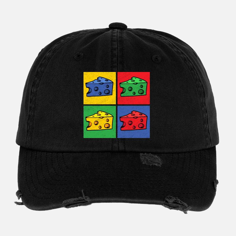 Cheese Pop Art Popart Cheese Piece Cheese Corner Flexfit Vintage Destroyed Cap