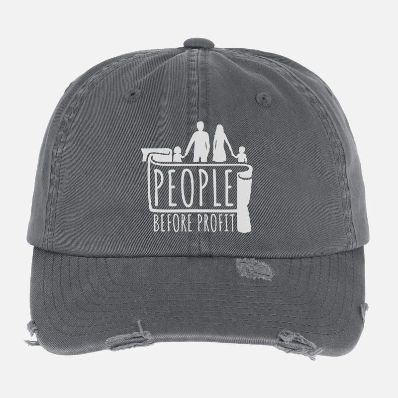 People Before Profit Activism Justice Logo Flexfit Vintage Destroyed Cap