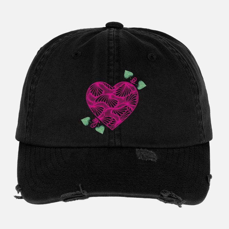 Cuore romantico Cappellino vintage effetto usato Flexfit