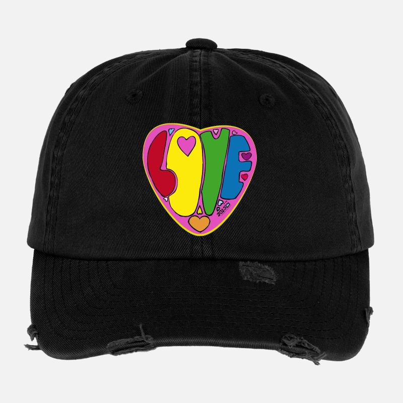 Liebe Popart Herzdesign 2025 Flexfit Vintage Destroyed Cap