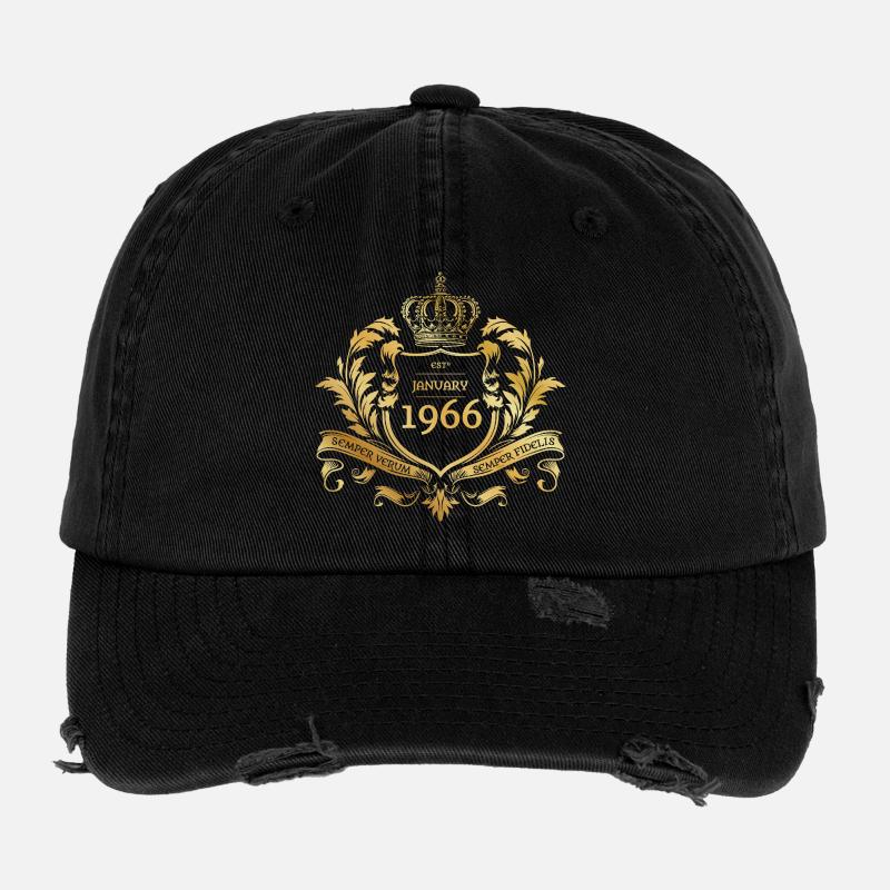 60th Birthday Semper Verum - Established 01/1966 Flexfit Vintage Destroyed Cap