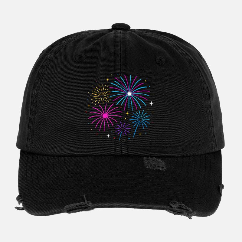 Fireworks New Year's Eve Design – Happy New Year Flexfit Vintage Destroyed Cap