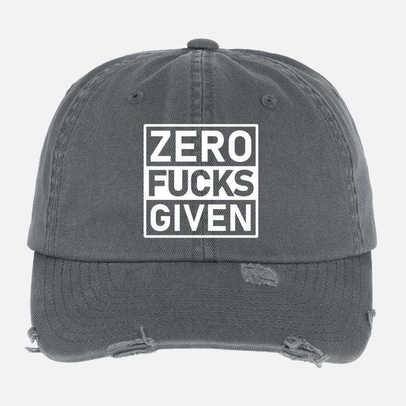 Zero Fucks Given Warnetikett Flexfit Vintage Destroyed Cap