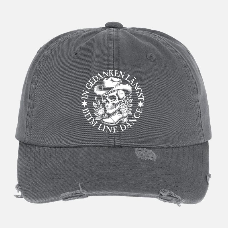 Skeleton in line dance style Flexfit Vintage Destroyed Cap