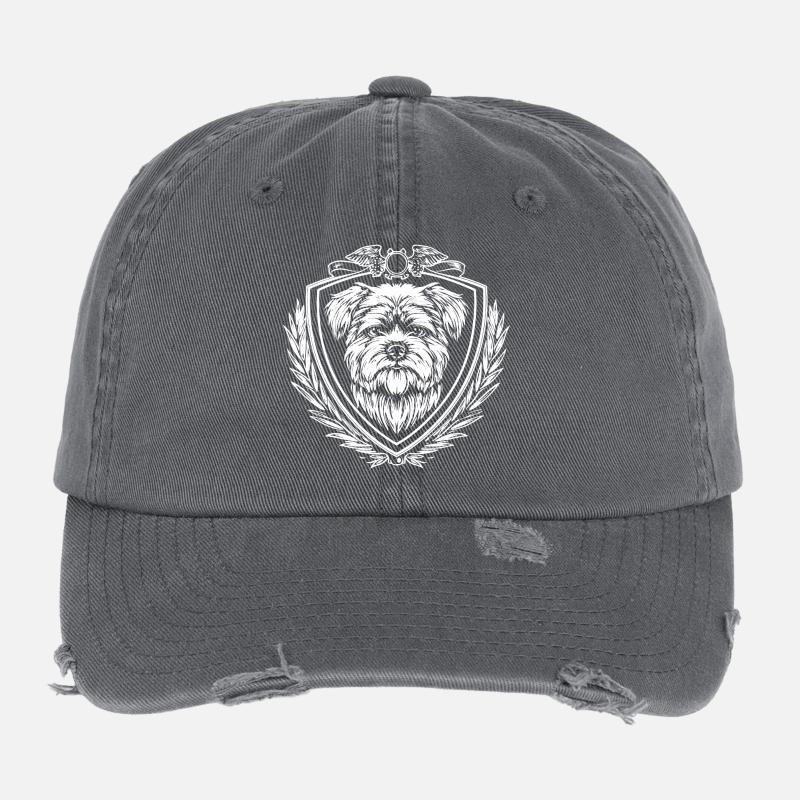 Blason : tête de chien dans l’écu Casquette vintage effet usé Flexfit