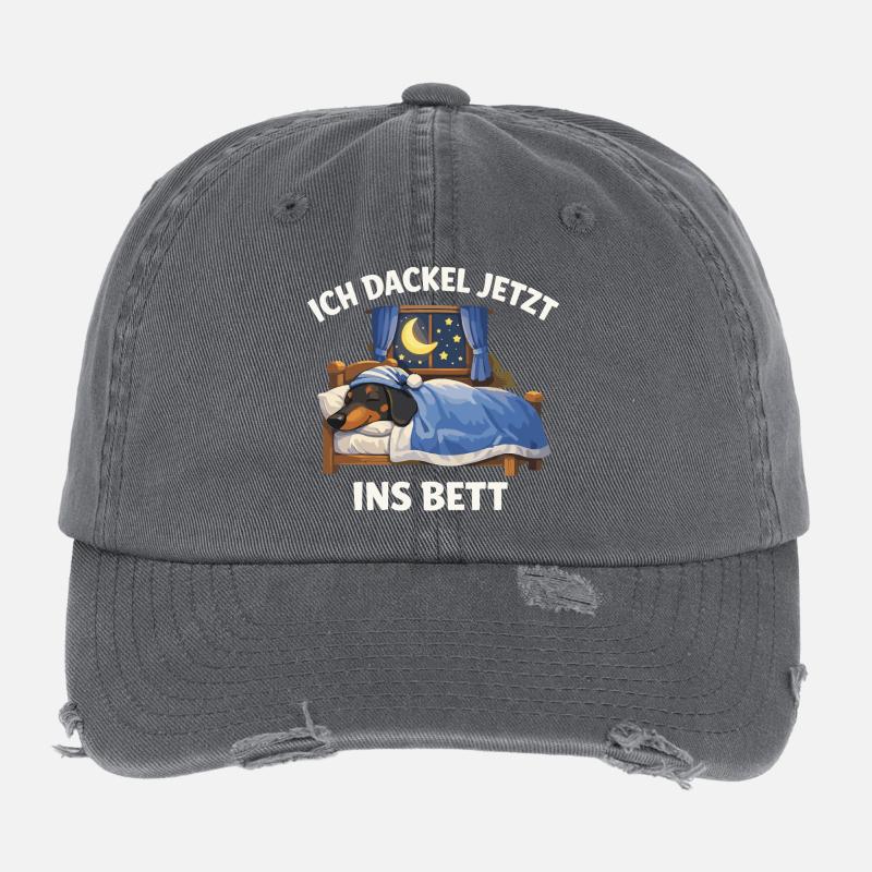 Offizielles Dackel Schwarz Ich dackel jetzt ins  Flexfit Vintage Destroyed Cap